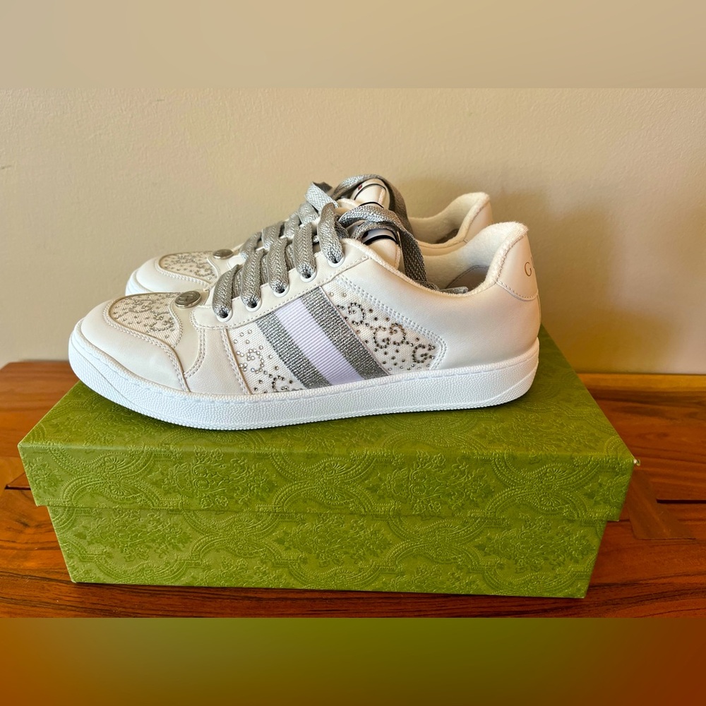 New GUCCI Screener Leather Low-Top Sneakers Sz 9/EU 39